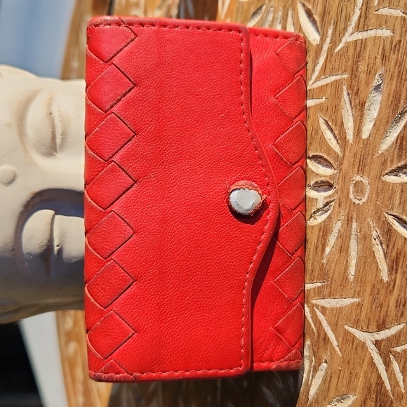 Bottega Veneta Weaved Leather Red Key Holder - Picture 1 of 11
